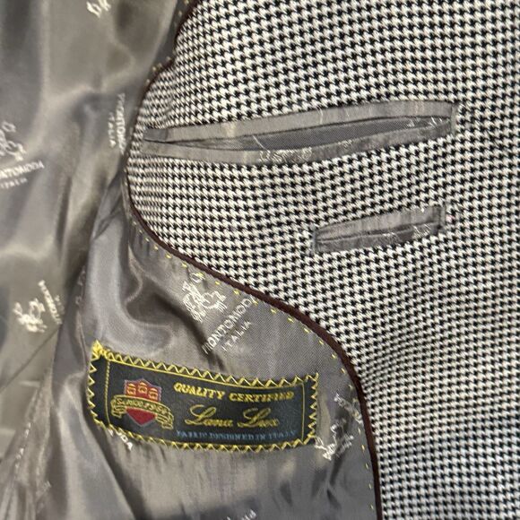 Pronto Moda Men Wool Cashmere Lana Lux Sports Coat Sz 44R Black Grey - Picture 10 of 12